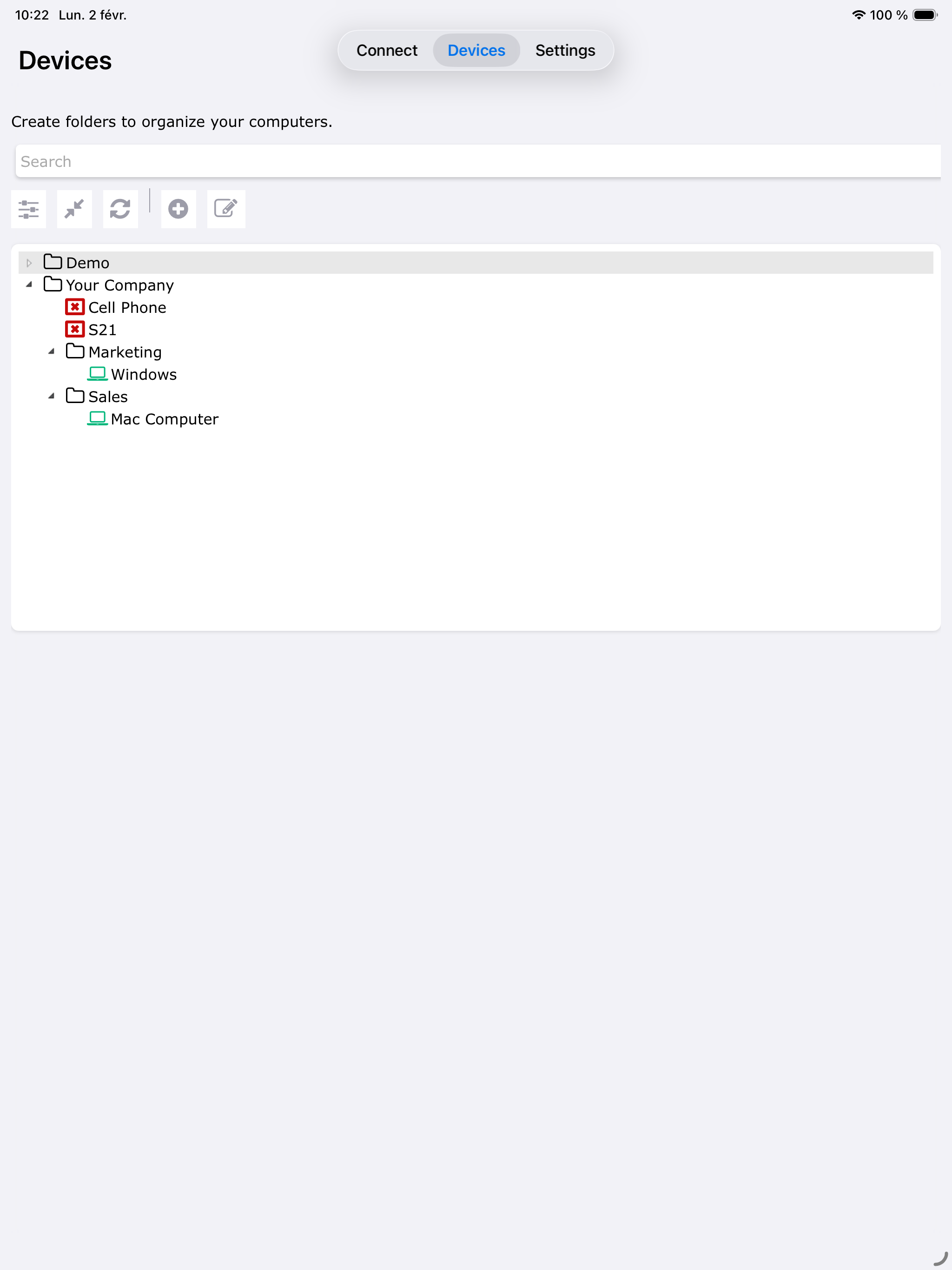 Devices management on iPad